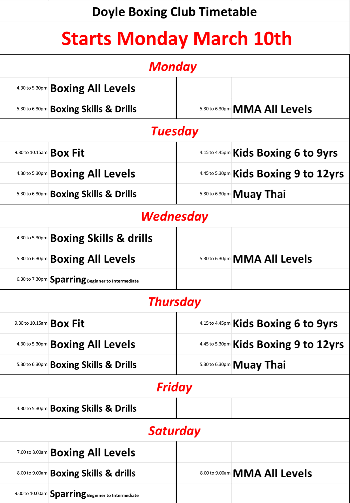 Doyle Boxing Club - Sylvania